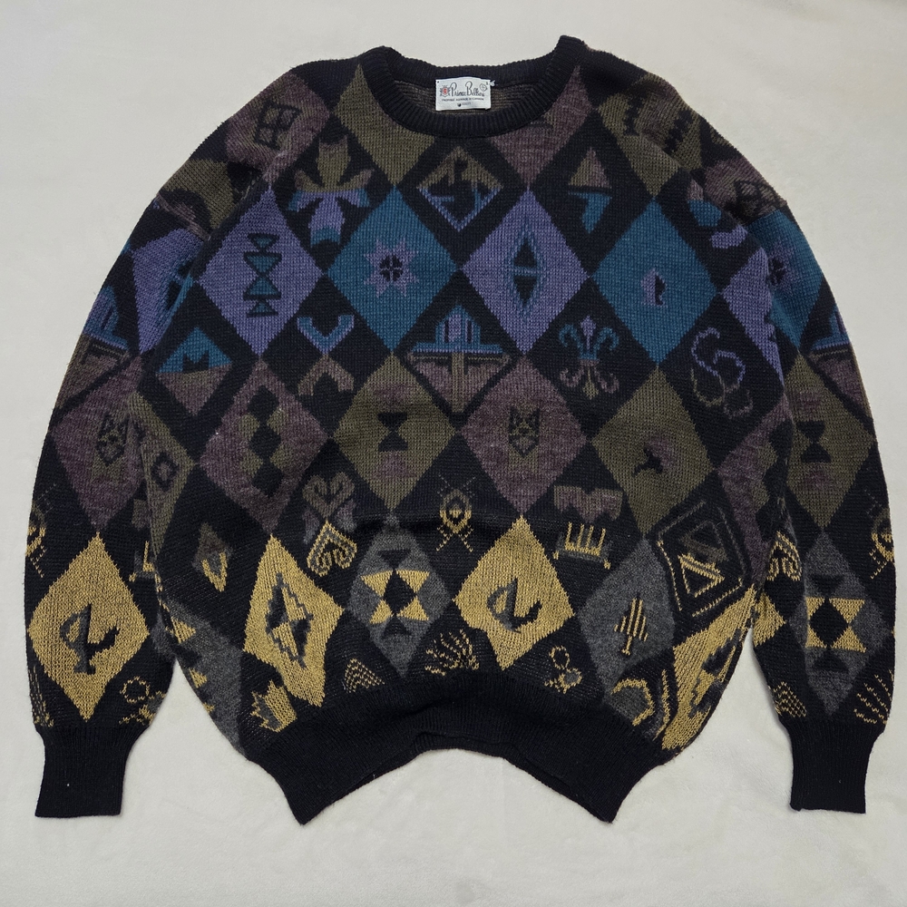 Vintage 90s Prince Bellini Abstract Grandpa Sweater Size Large